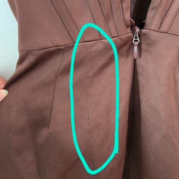 House of CB Faye Chocolate Satin Corset Dress XS Altered b62E - Picture 14 of 15